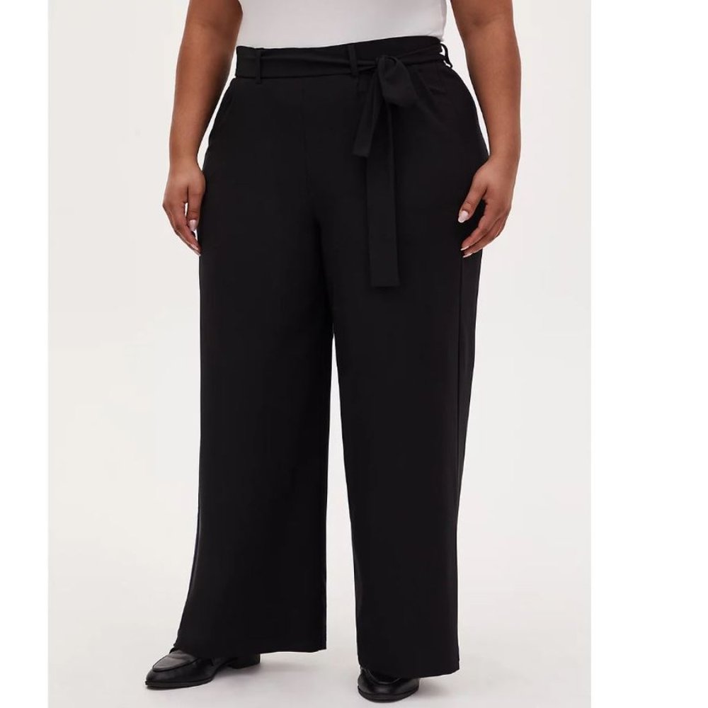 Torrid Size 2X Black Crepe Self Tie Wide Leg Pant